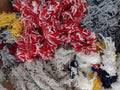 Wool Selvedge: 10lb, Red & White, Color Blocks in white & Gray #0130