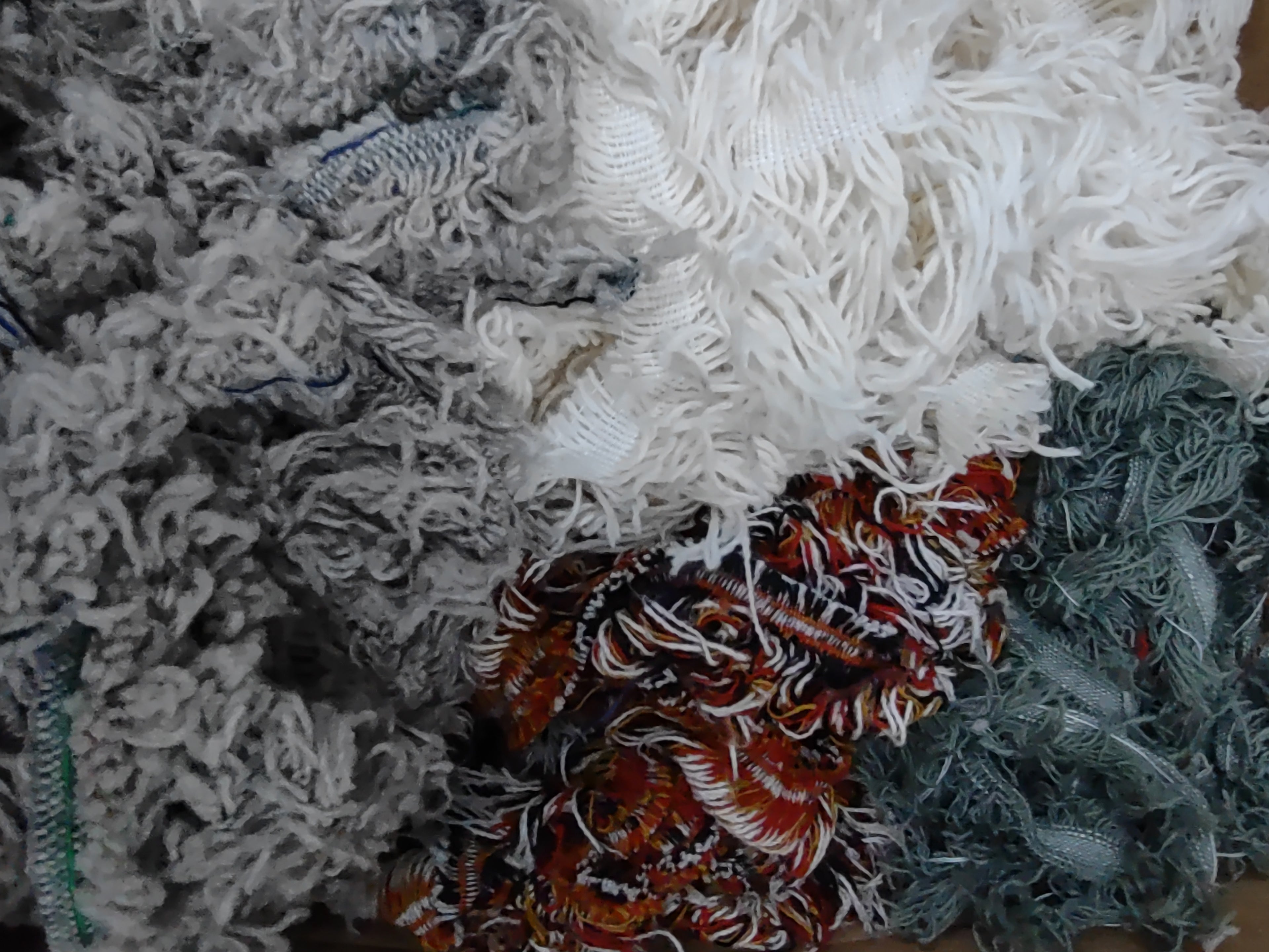 Wool Selvedge: 10lb, Sage Green, White, Natural Tan + Orange Mix #144