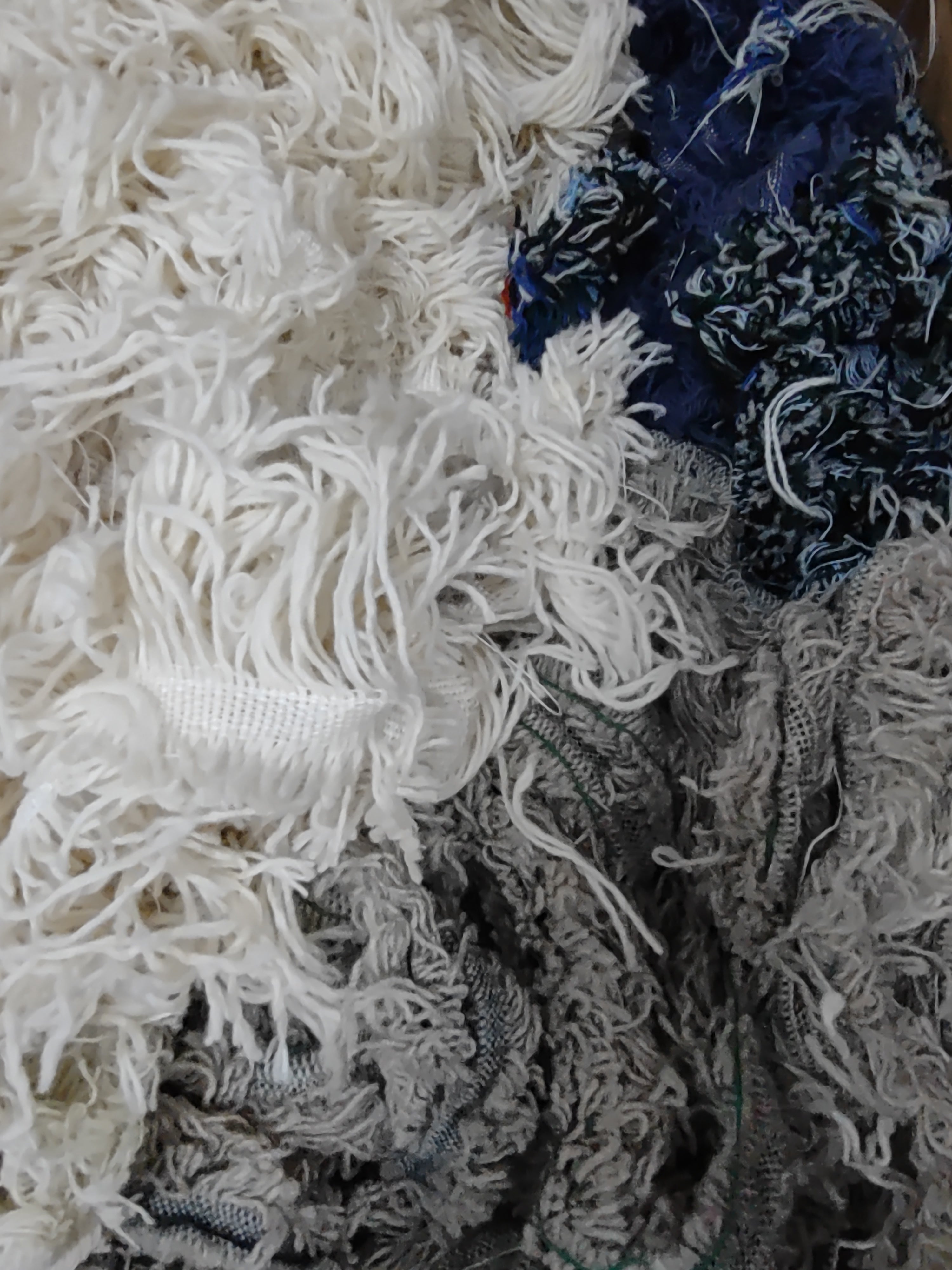 Wool Selvedge: 10lb, Navy and Lt Blue mix, + White + Natural Tan #145