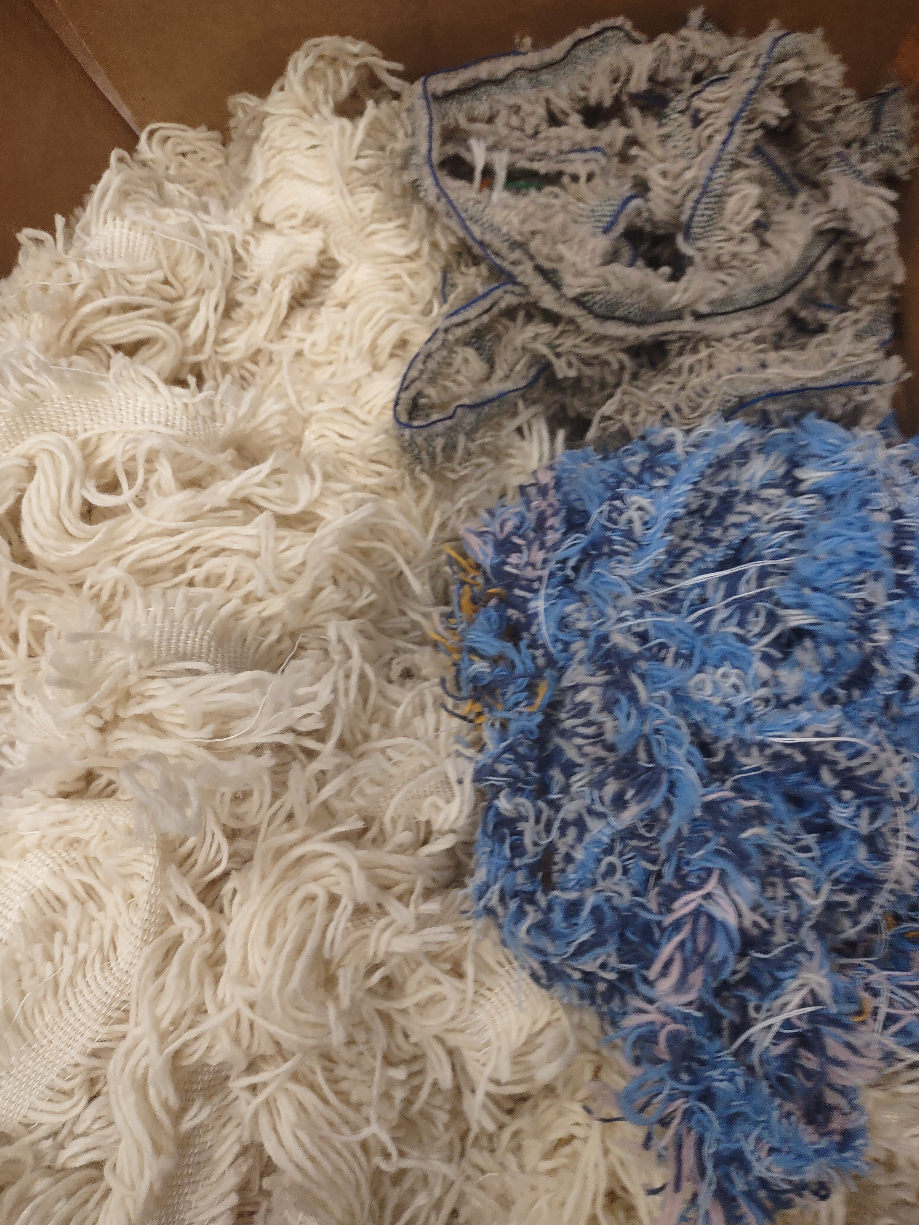 Wool Selvedge: 10lb, White,  Blue/Lt Blue/Pink & Natural Tan #146