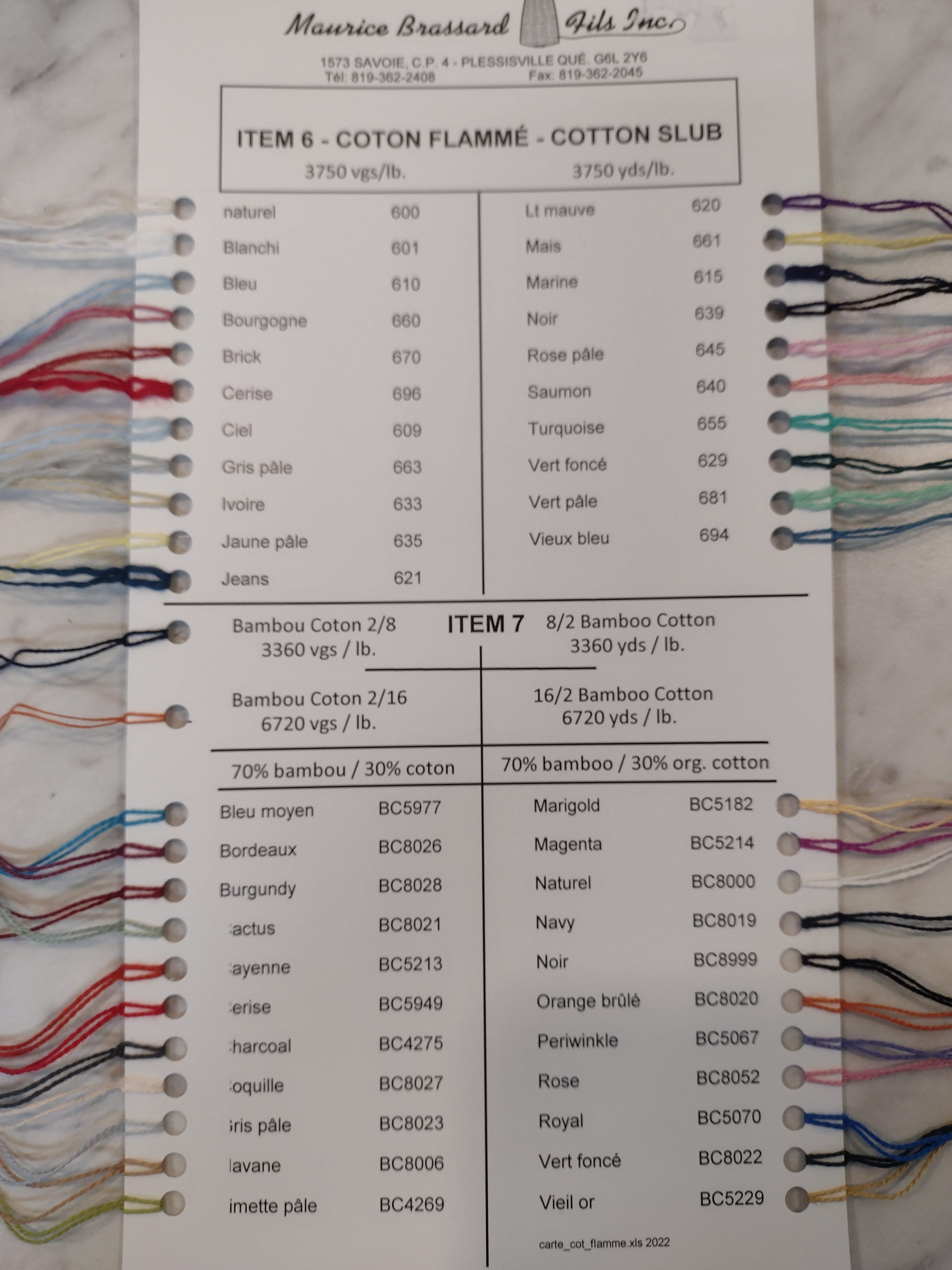 Color Cards for yarns, Samples