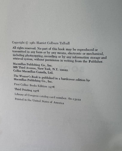 The Weaver's Book by Harriet Tidball