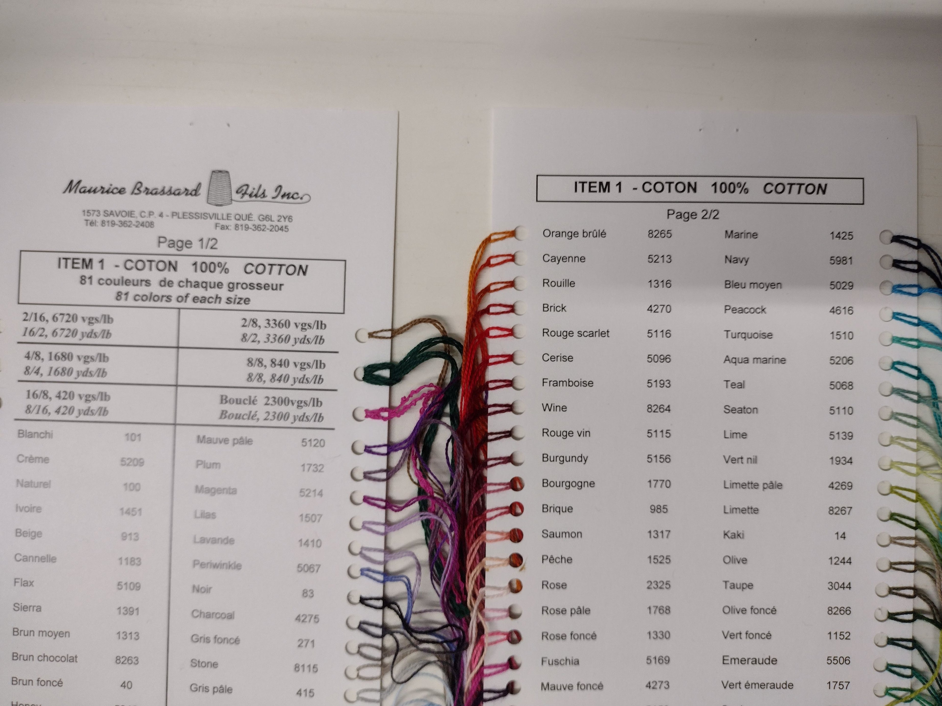 Color Cards for yarns, Samples