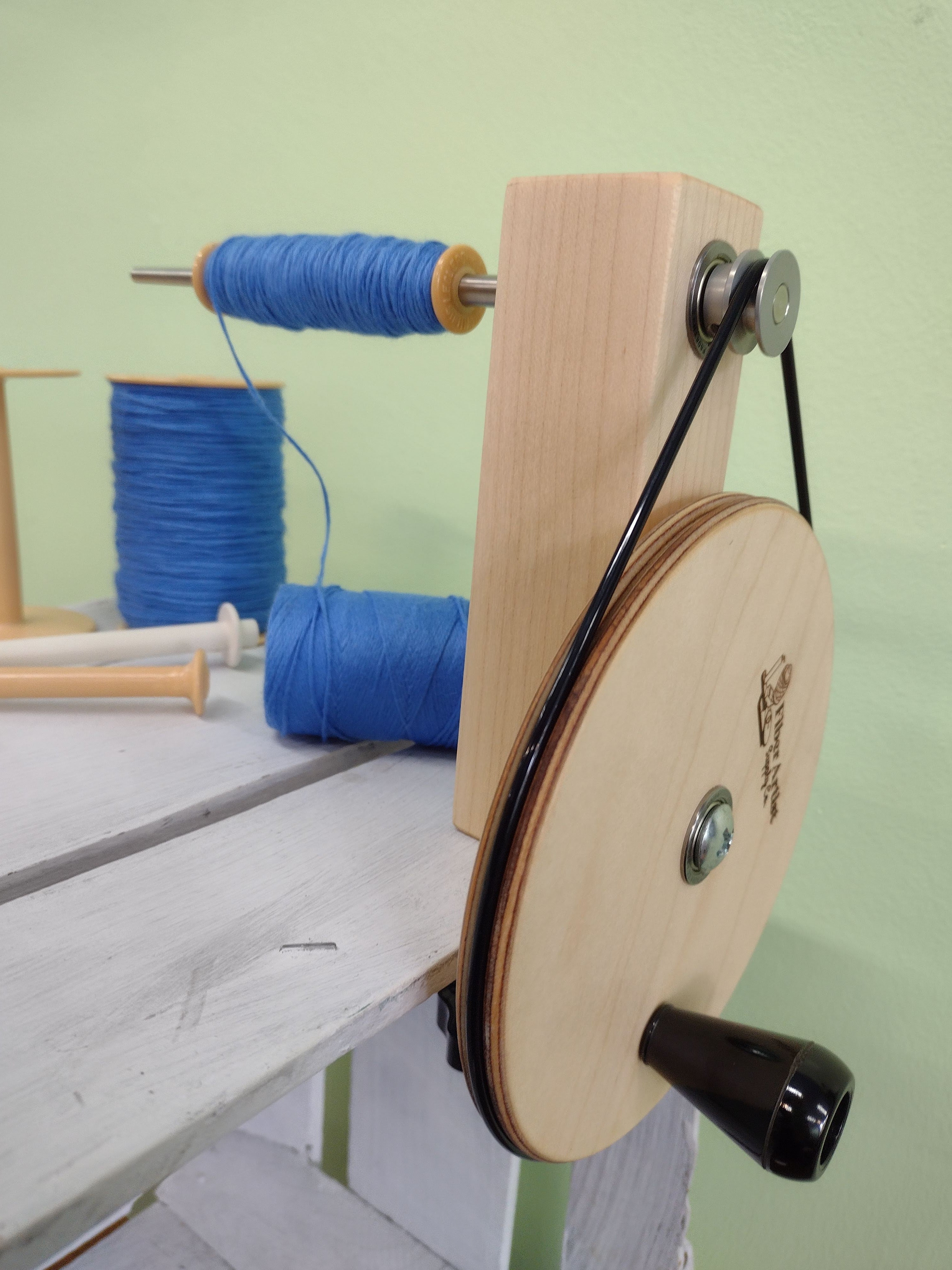Handcrafted Maple Bobbin Winder for Weaving Bobbins