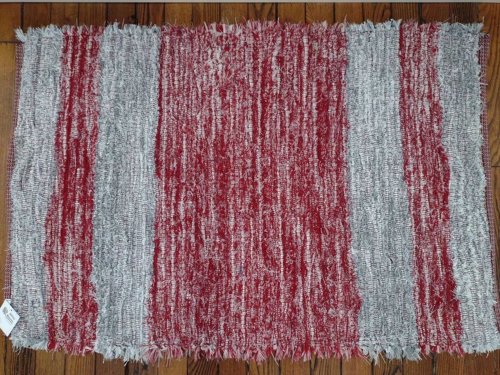 Red and Silver Striped Rug 26x40inchs, #2790