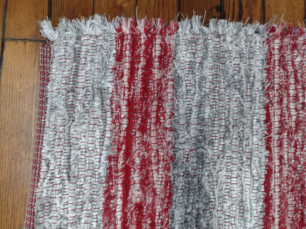 Red and Silver Striped Rug 26x40inchs, #2790