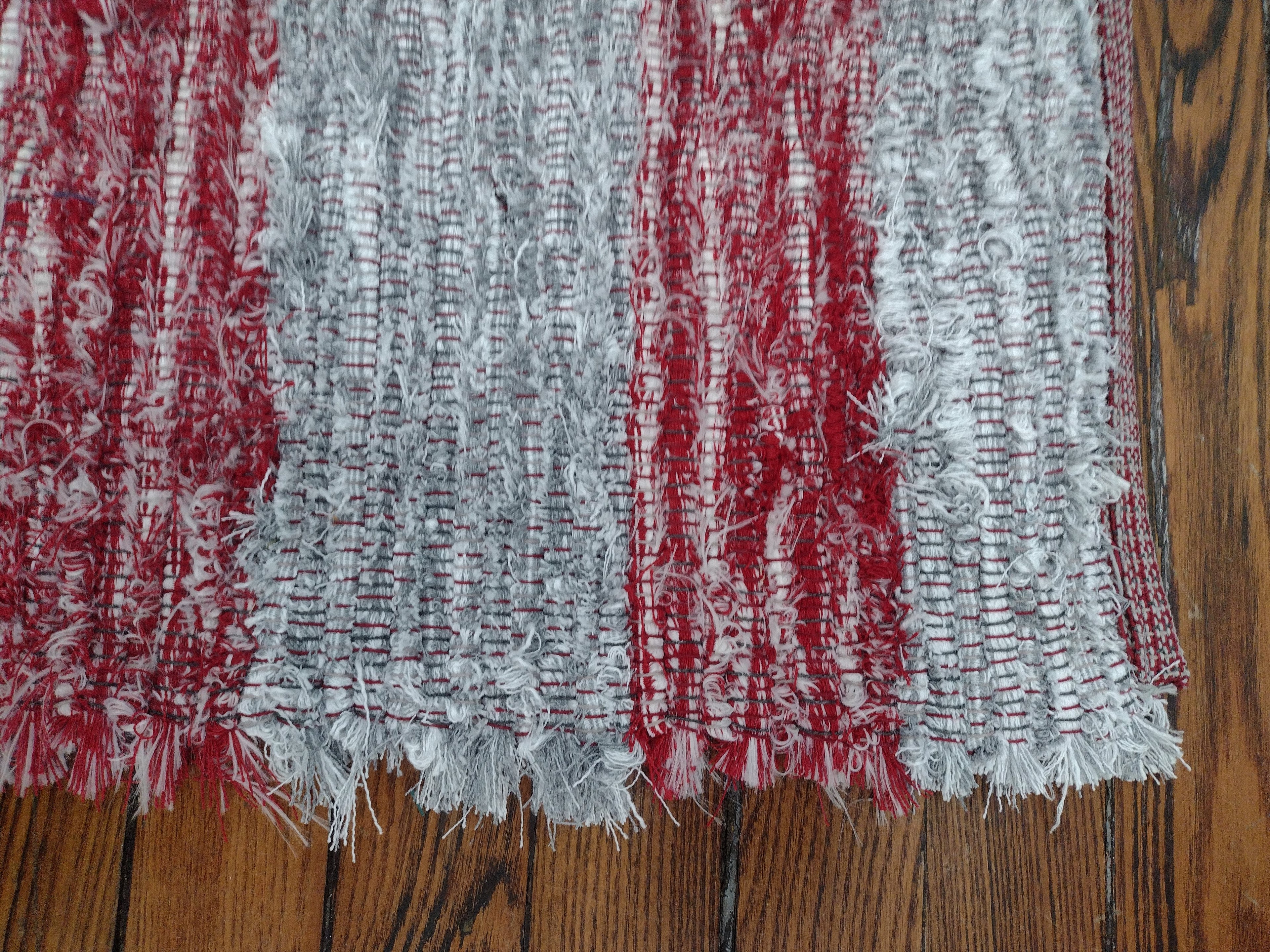 Red and Silver Striped Rug 26x40inchs, #2790