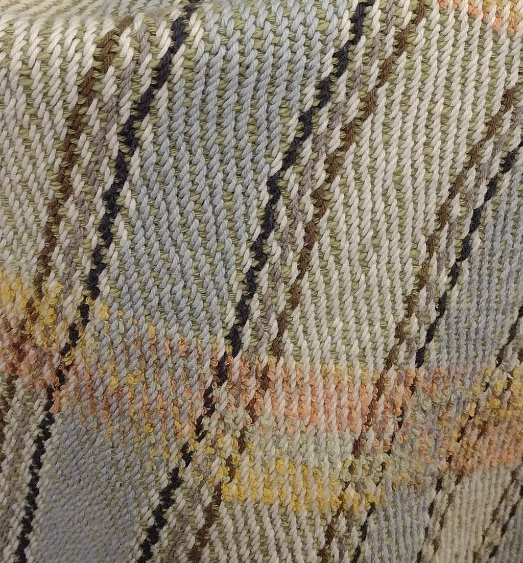 Sage Green & Earthy Gold + Brown Variegated Stripe Baby Blanket or Lap Blanket #0080