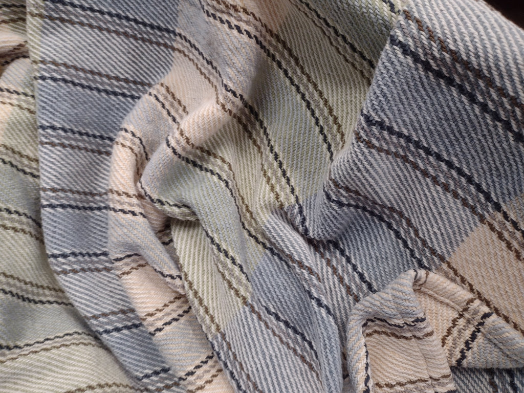 Creamy Yellow, Muted Blue & Light Sage, Cotton Baby Blanket, Lap Blanket #0082
