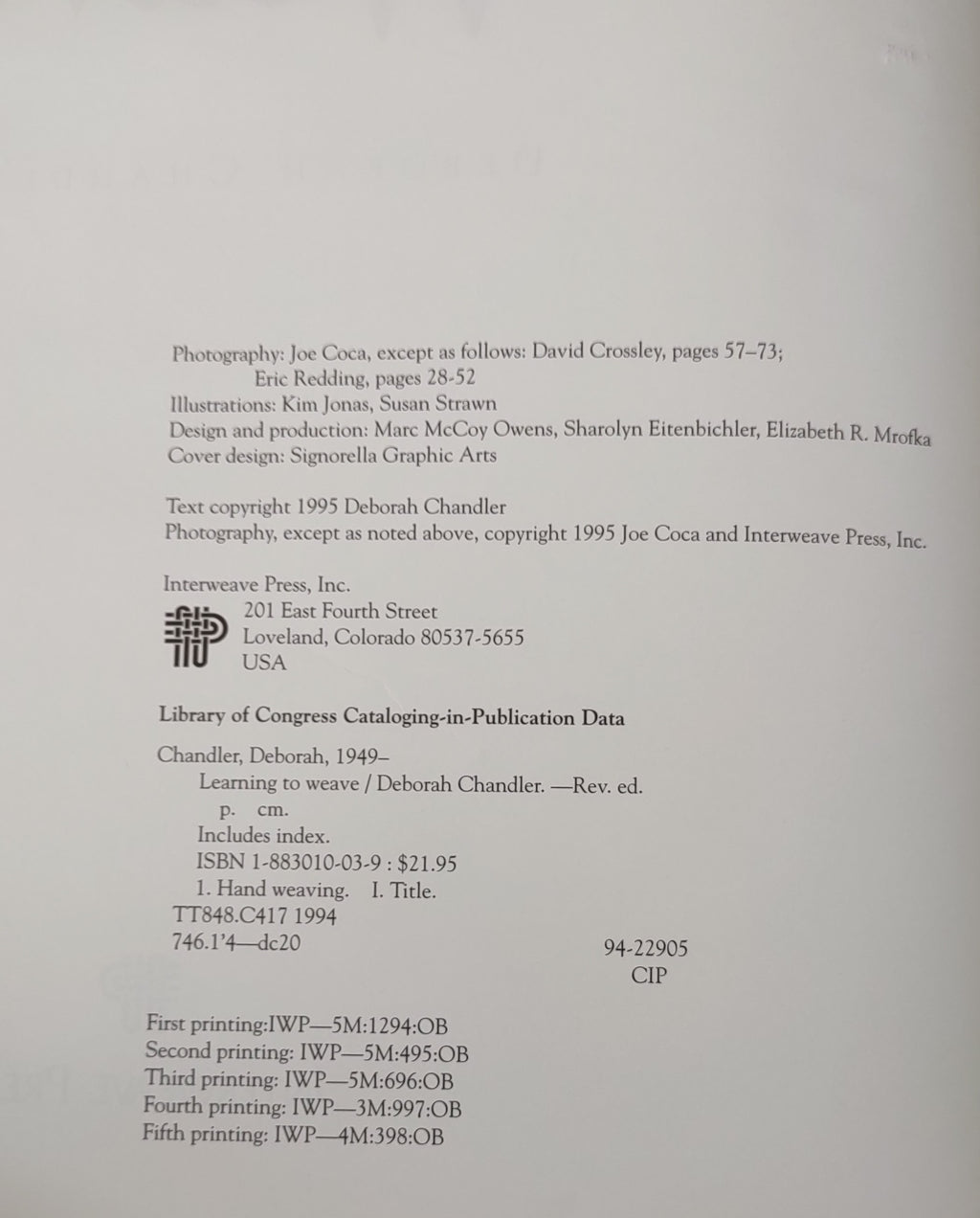 Learning to Weave by Deborah Chandler - NEW  & Used available