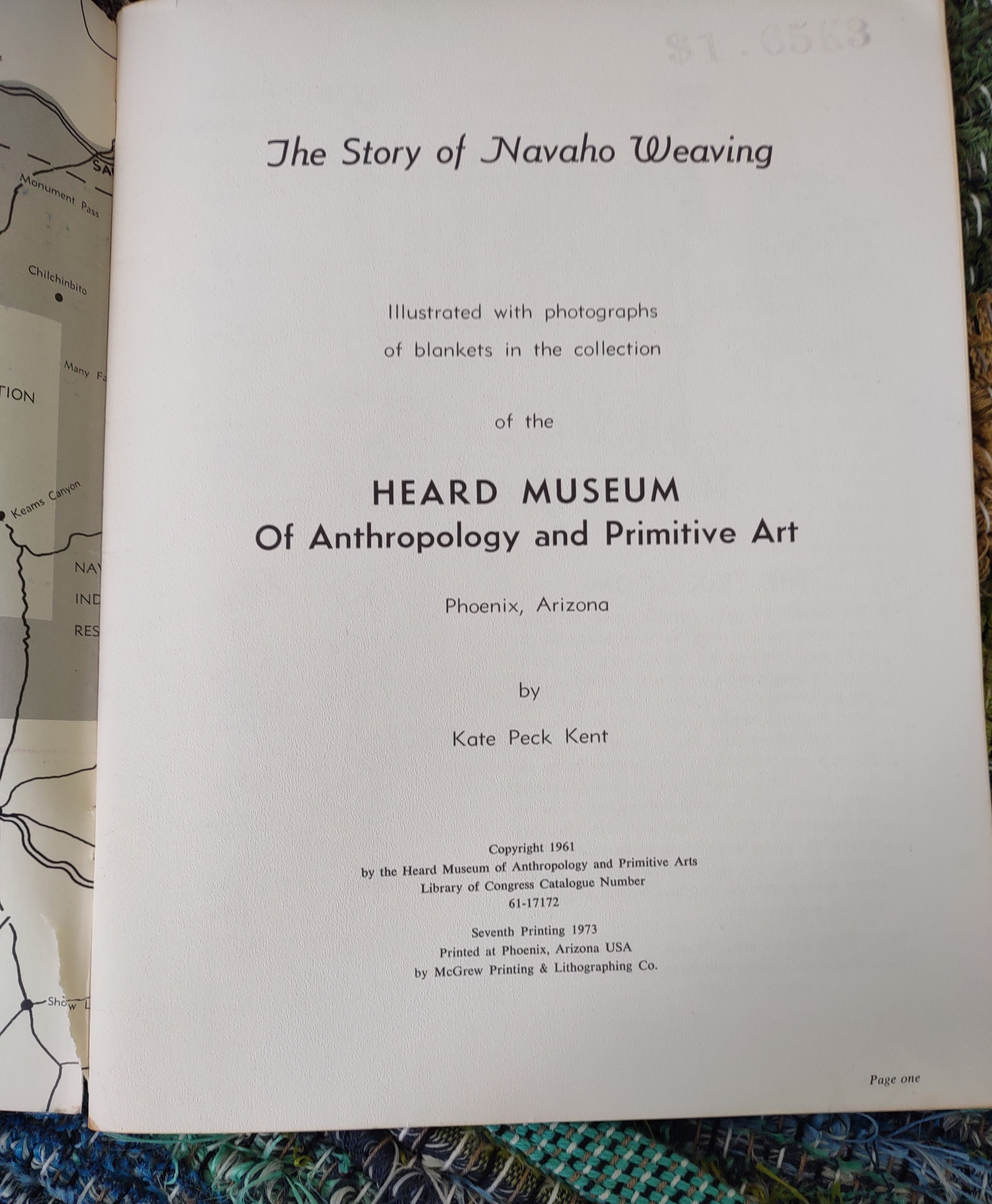 The Story of Navaho Weaving by kate Peck Kent - Used