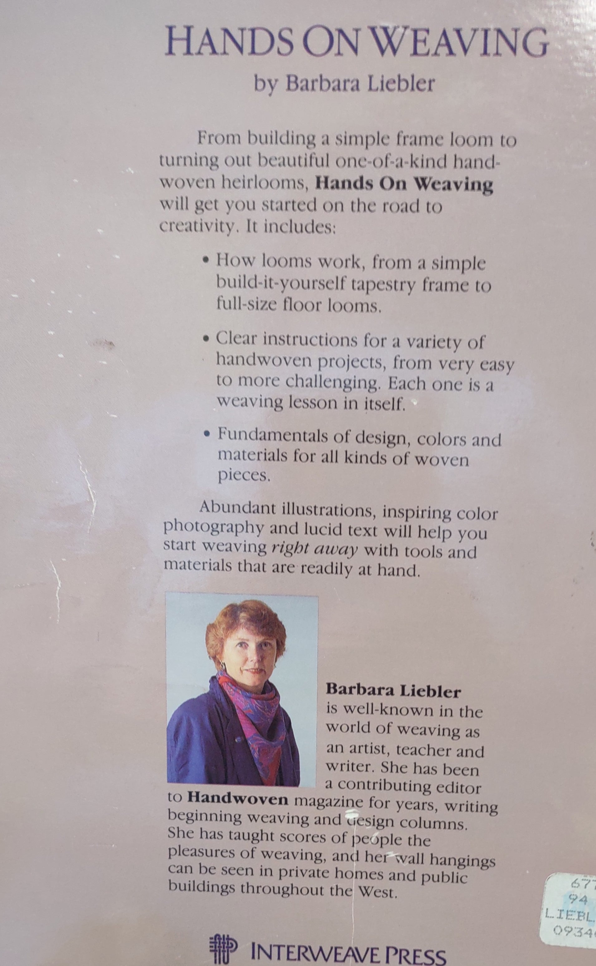 Hands On Weaving by Barbara Liebler - Used