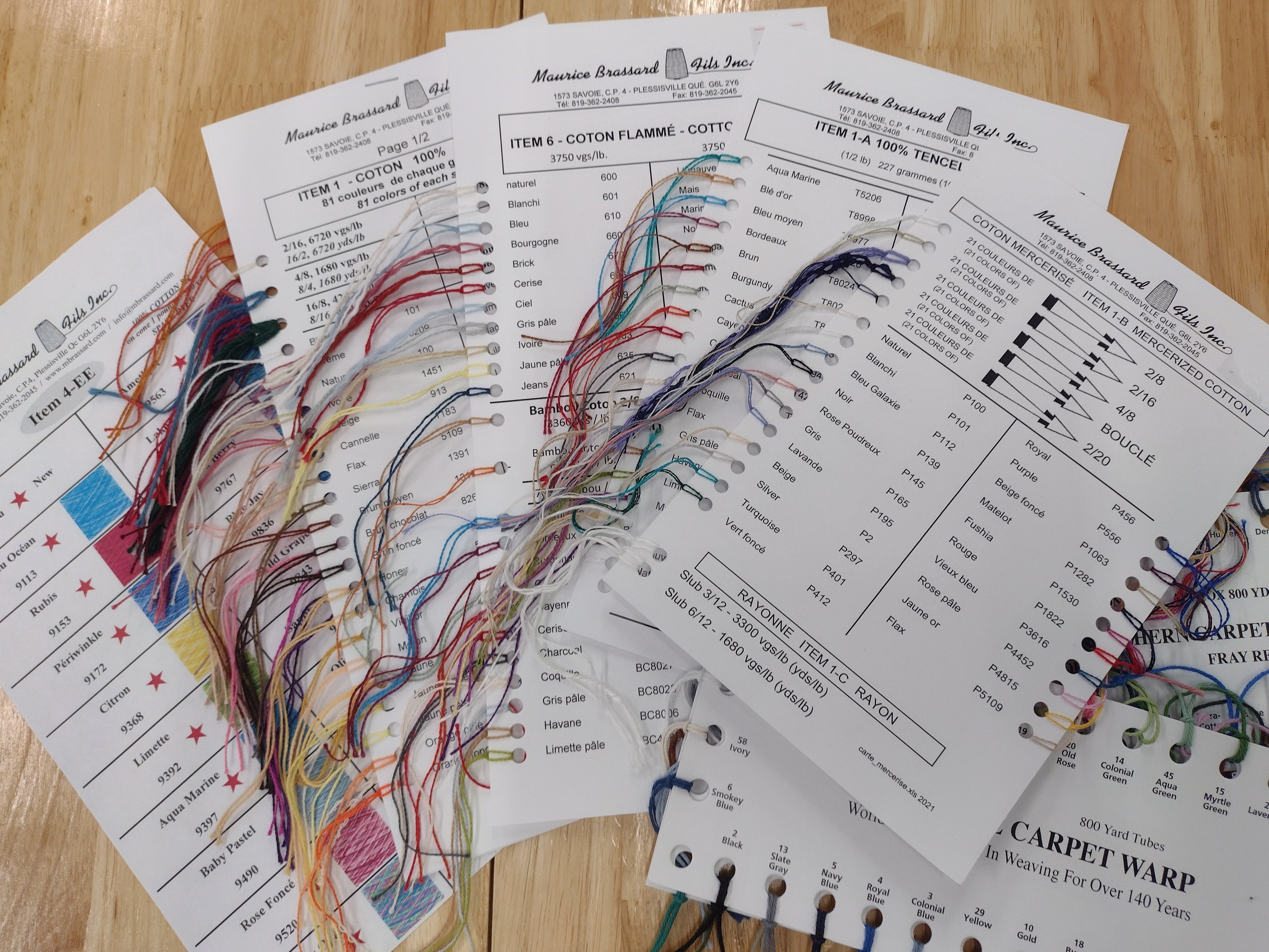 Color Cards for yarns, Samples