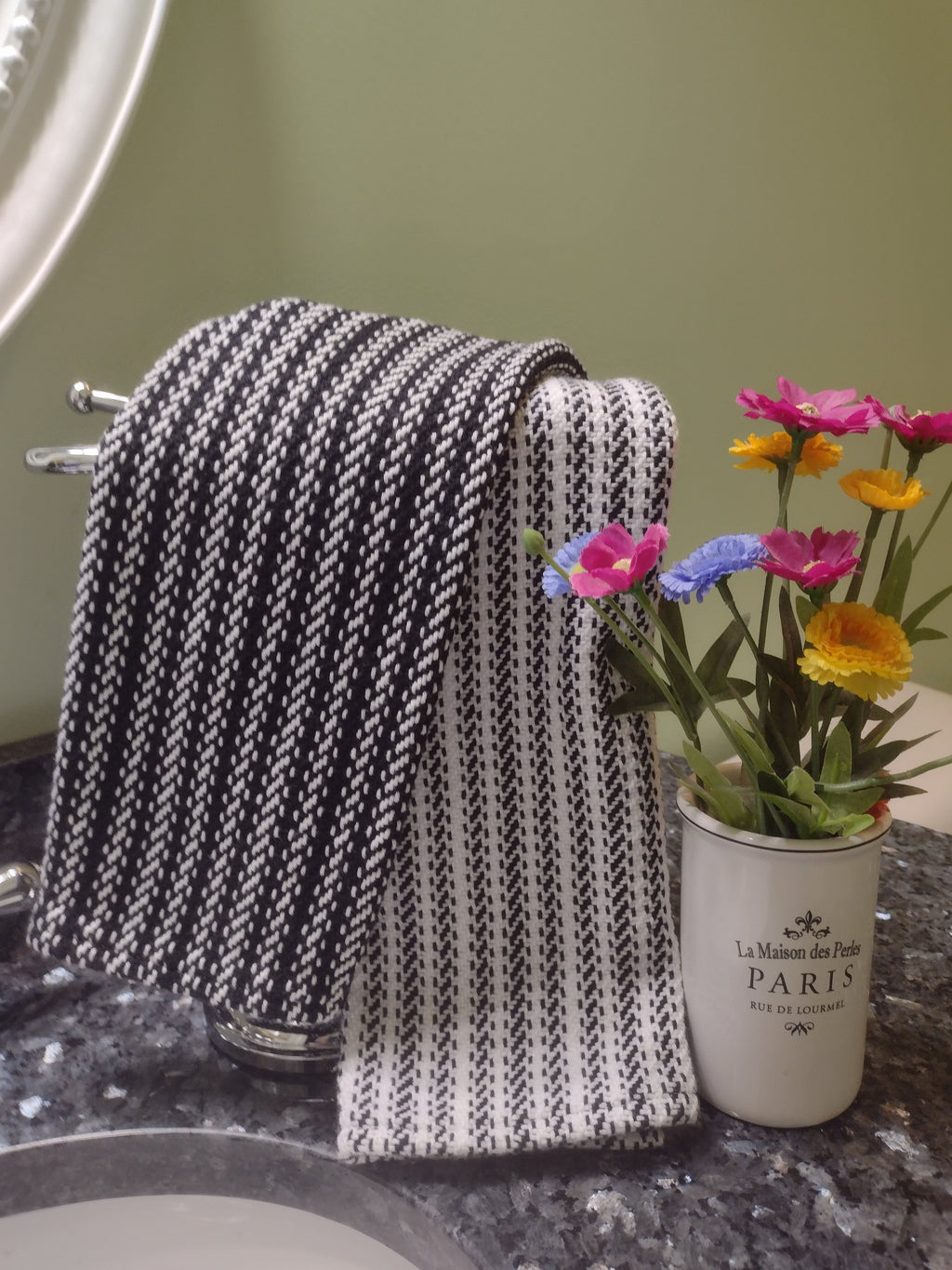 Classic Black & White Handwoven Towels