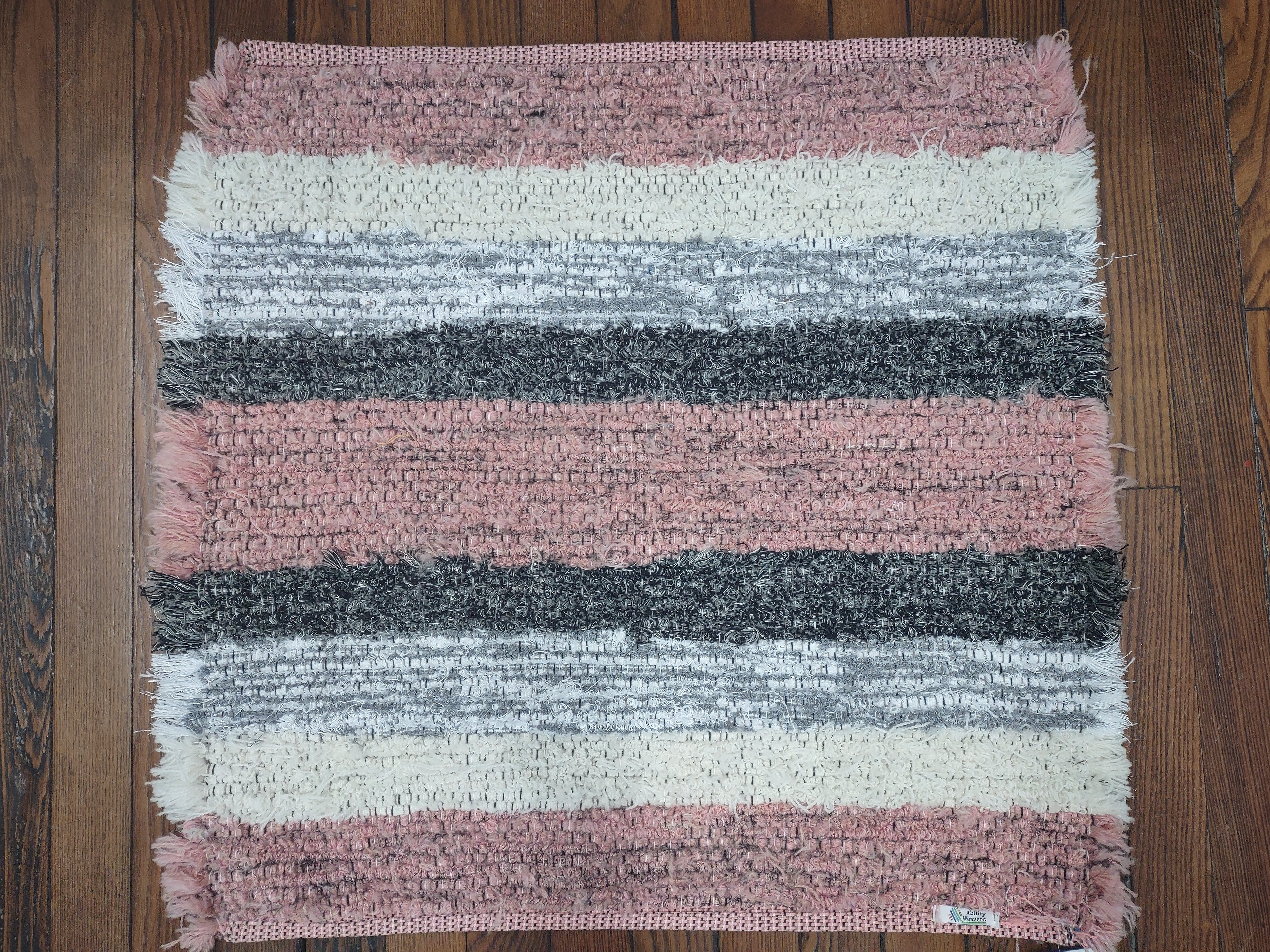 Square Pink & Gray Fuzzy Rug 26x28 inches #2782