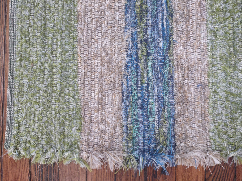 Green, Blue & Tan Rug 26x44 inches #2813