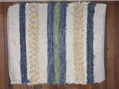 Blue, cream, yellow & green rug 26x28 inches #2770