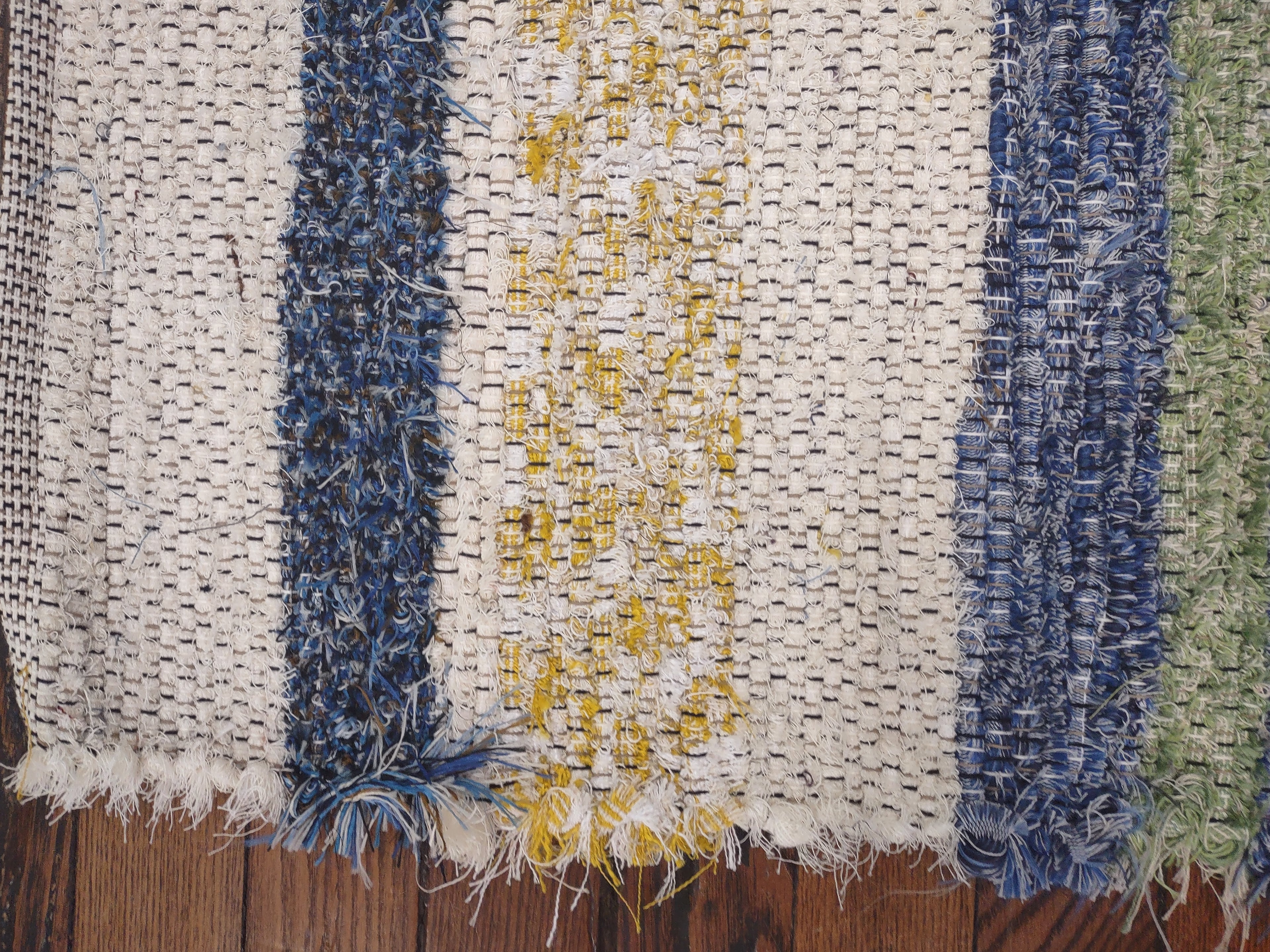 Blue, cream, yellow & green rug 26x28 inches #2770