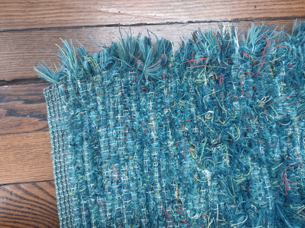 Dark Aqua Rug with flecks of other colors 26x28 inches #2776