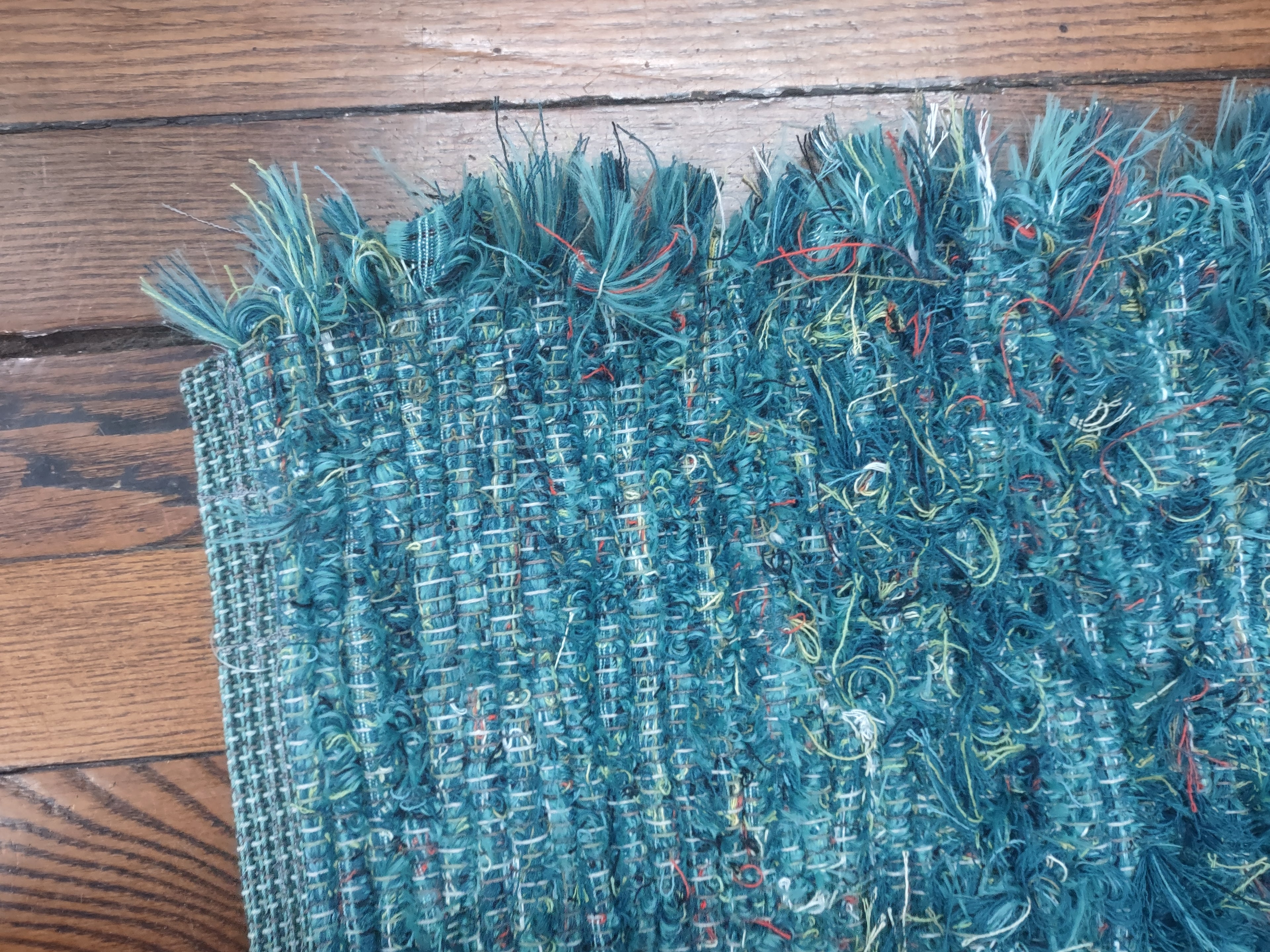 Dark Aqua Rug with flecks of other colors 26x28 inches #2776