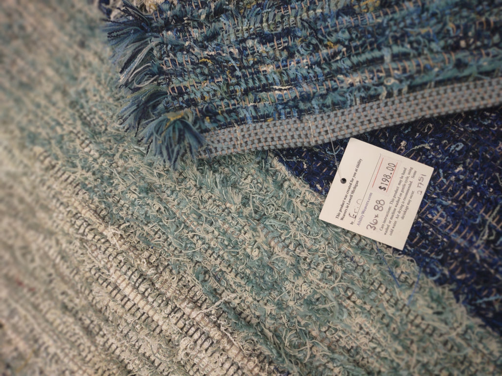 Long Beachy Blues Rug/Runner 36x88 inches (3'x7'4") #2751