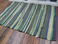Shades of Green, Deep Purple and Yellow, Classic Rag Rug 26x40 inches #2856