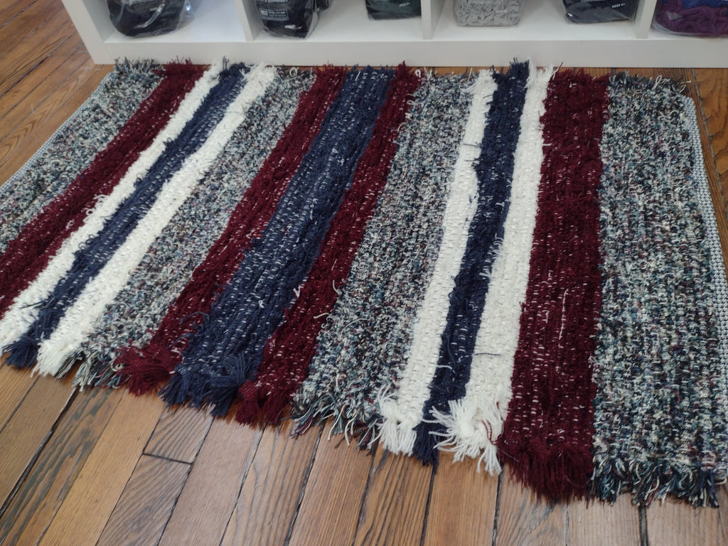 Navy, Wine & Cream Plush Rug 26x43 inches #2853