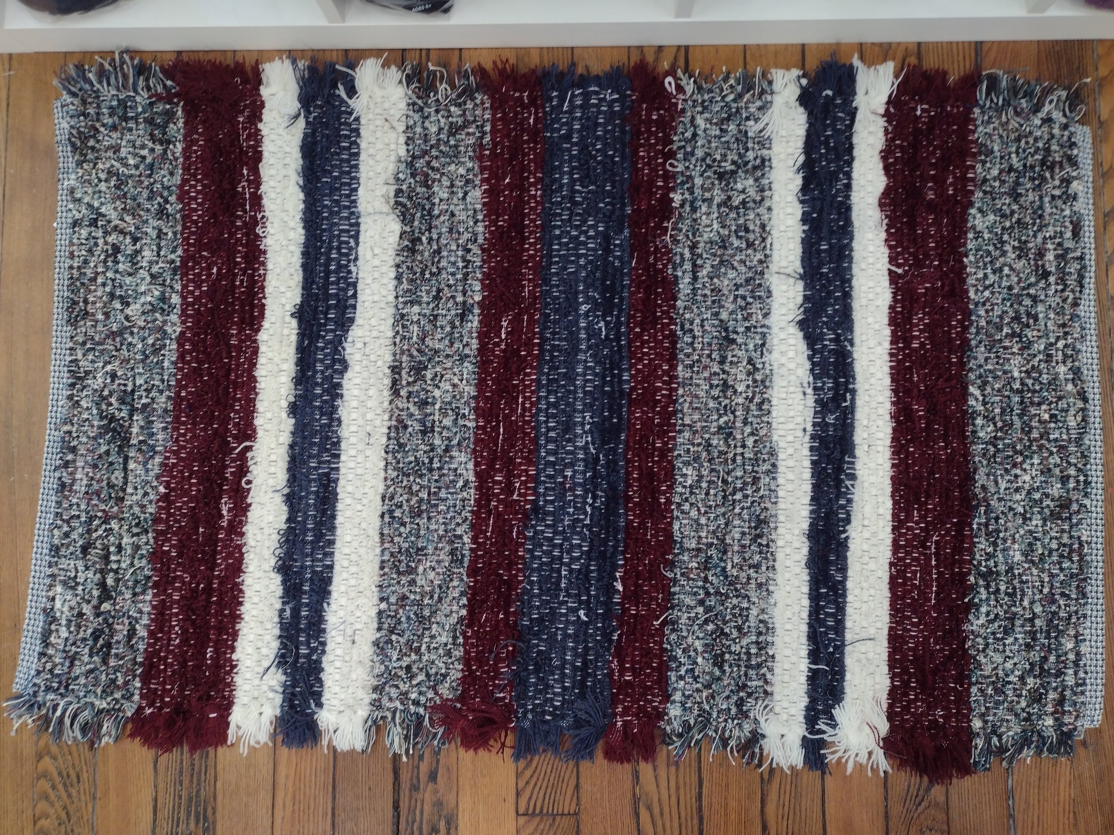 Navy, Wine & Cream Plush Rug 26x43 inches #2853