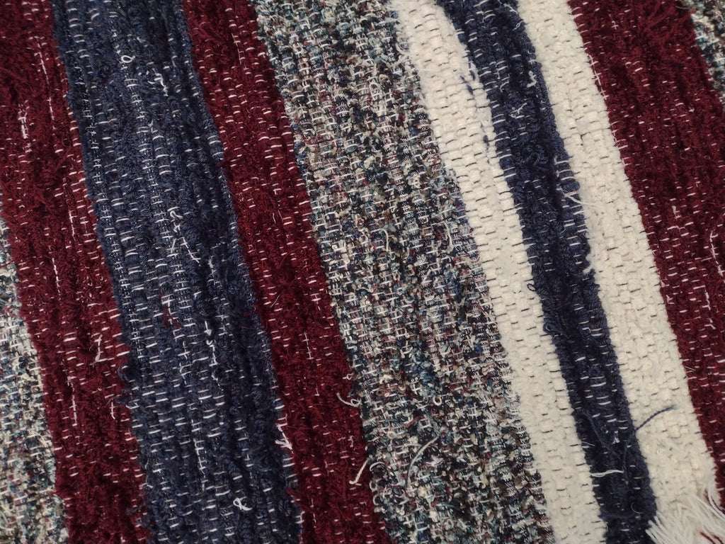 Navy, Wine & Cream Plush Rug 26x43 inches #2853