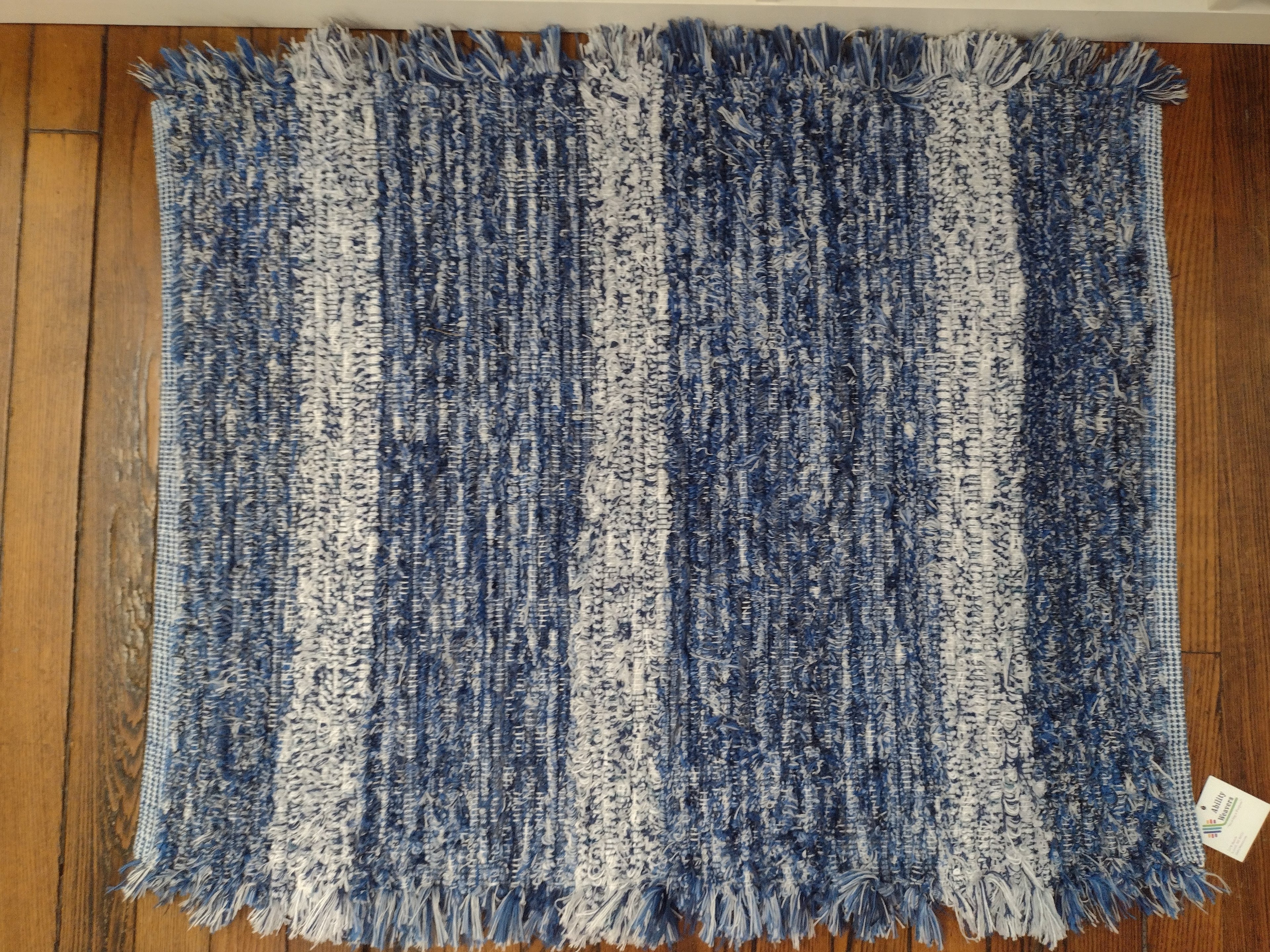 Blue & White Fuzzy Rug by Grace 26x43 inches #2330