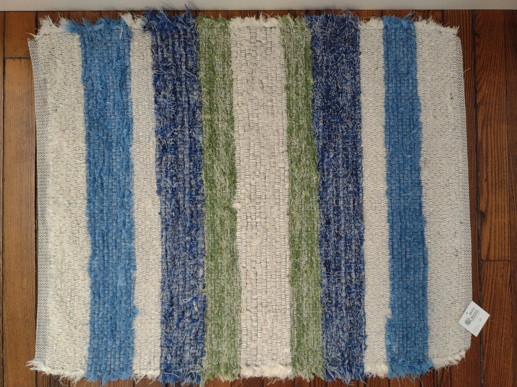 Blue, cream, yellow & green rug by Tori, 26x34 inches #2772