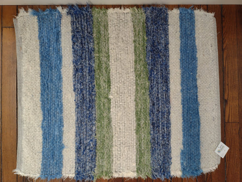 Blue, cream, yellow & green rug by Tori, 26x34 inches #2772