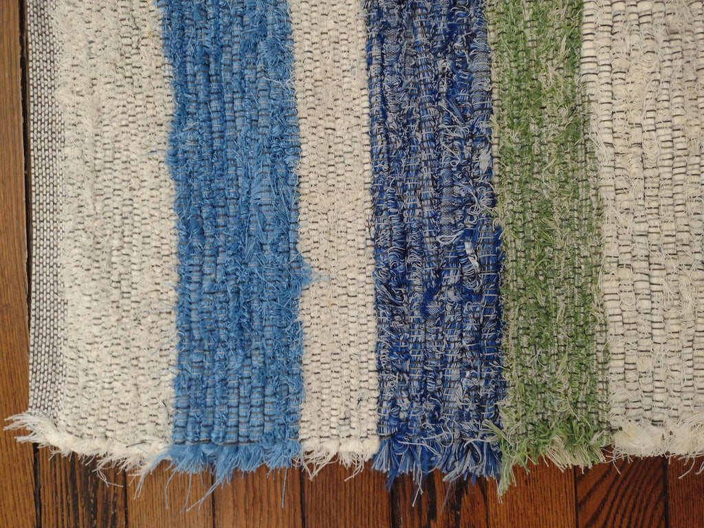 Blue, cream, yellow & green rug by Tori, 26x34 inches #2772
