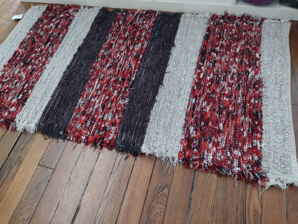 Red, Black & Gray Fuzzy Rug by Nicole 26x50 inches #2816