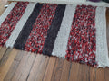 Red, Black & Gray Fuzzy Rug by Nicole 26x50 inches #2816