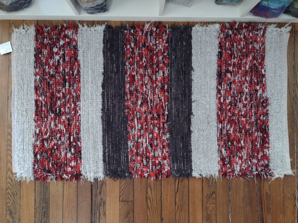 Red, Black & Gray Fuzzy Rug by Nicole 26x50 inches #2816