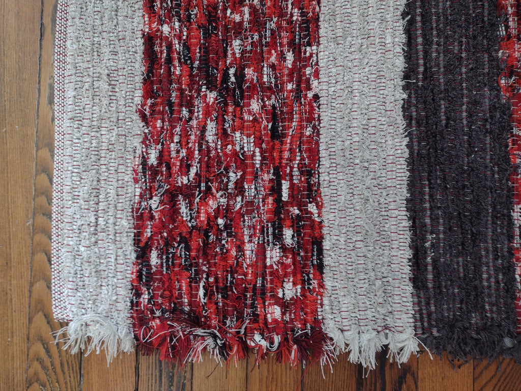 Red, Black & Gray Fuzzy Rug by Nicole 26x50 inches #2816