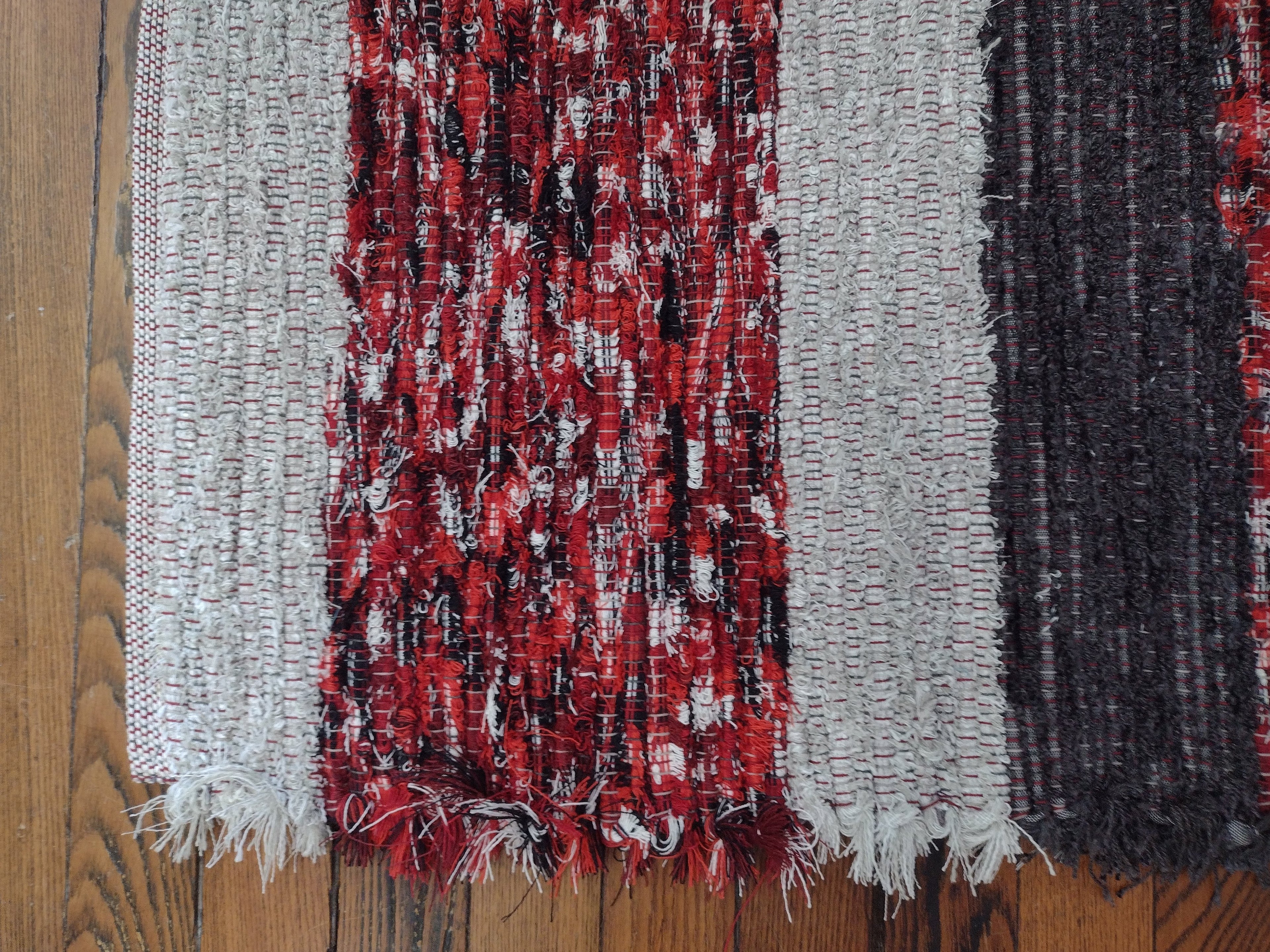 Red, Black & Gray Fuzzy Rug by Nicole 26x50 inches #2816