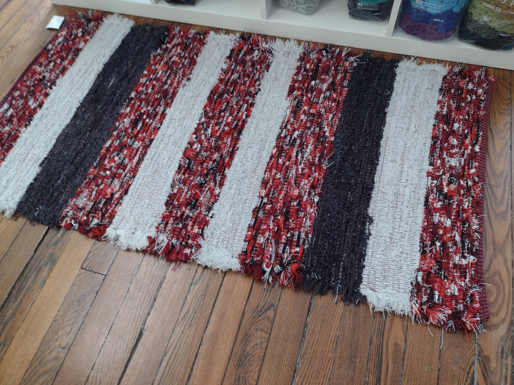 Red, Black & Gray Fuzzy Rug by Grace 26x52 inches #2815
