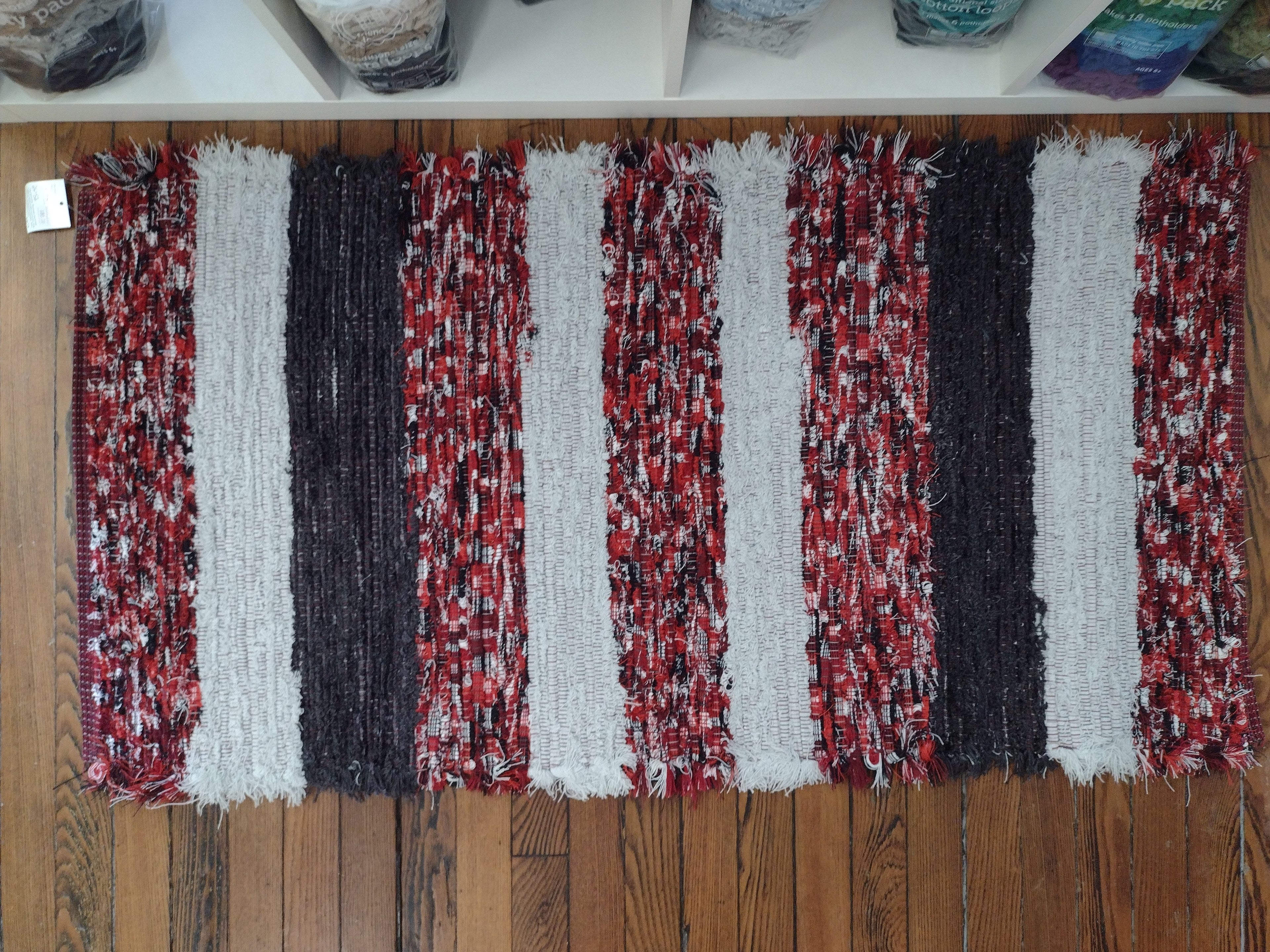 Red, Black & Gray Fuzzy Rug by Grace 26x52 inches #2815