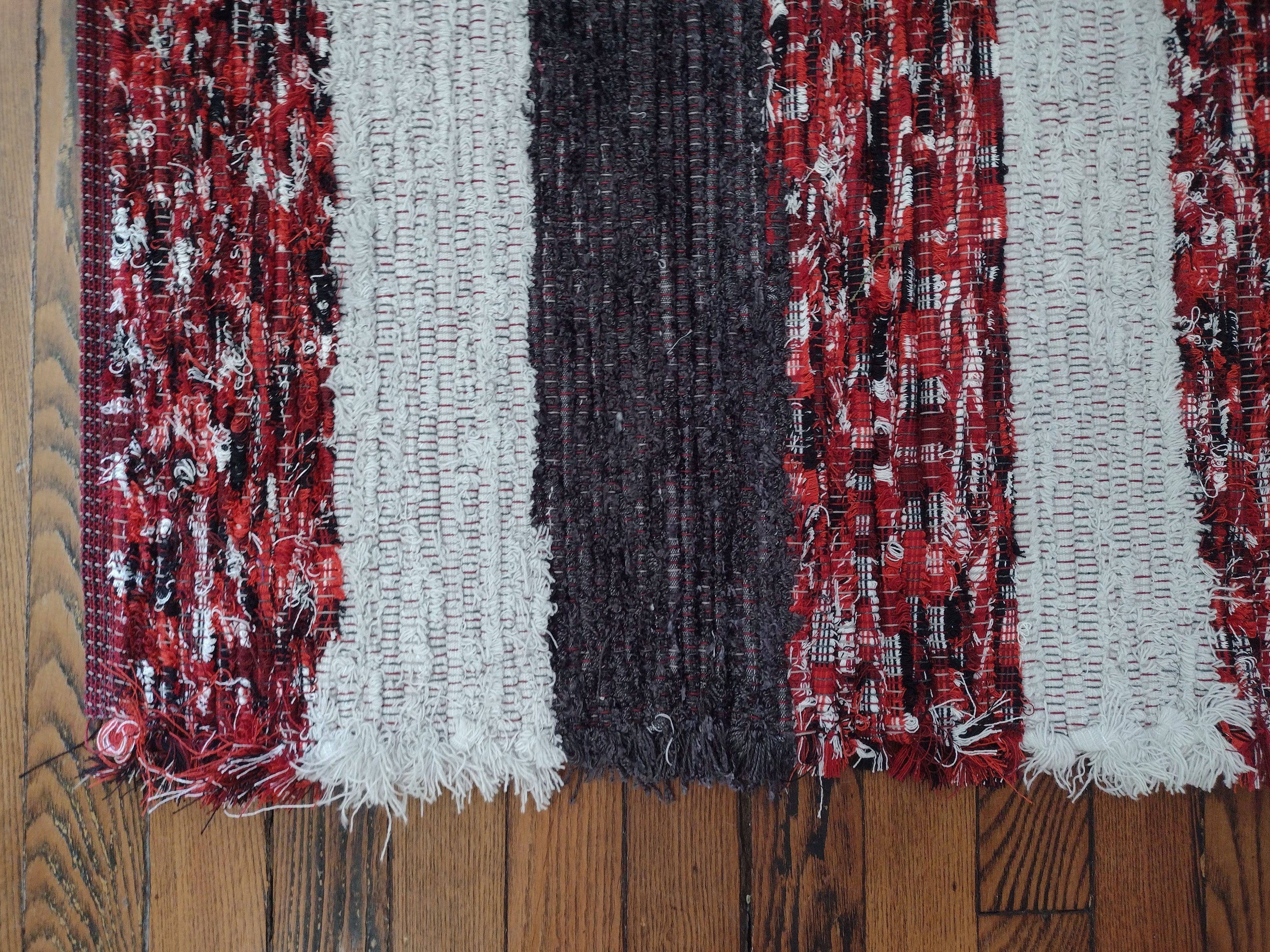 Red, Black & Gray Fuzzy Rug by Grace 26x52 inches #2815