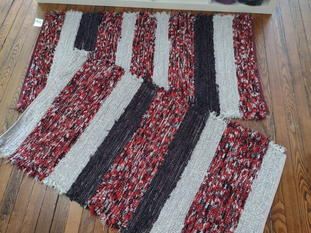 Red, Black & Gray Fuzzy Rug by Nicole 26x50 inches #2816