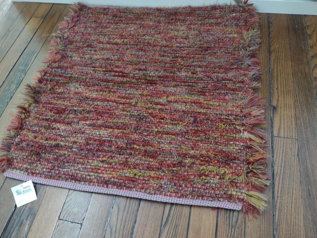 Small Rusty Red Fuzzy Rug Rug by Nicole 26x30 inches #2656