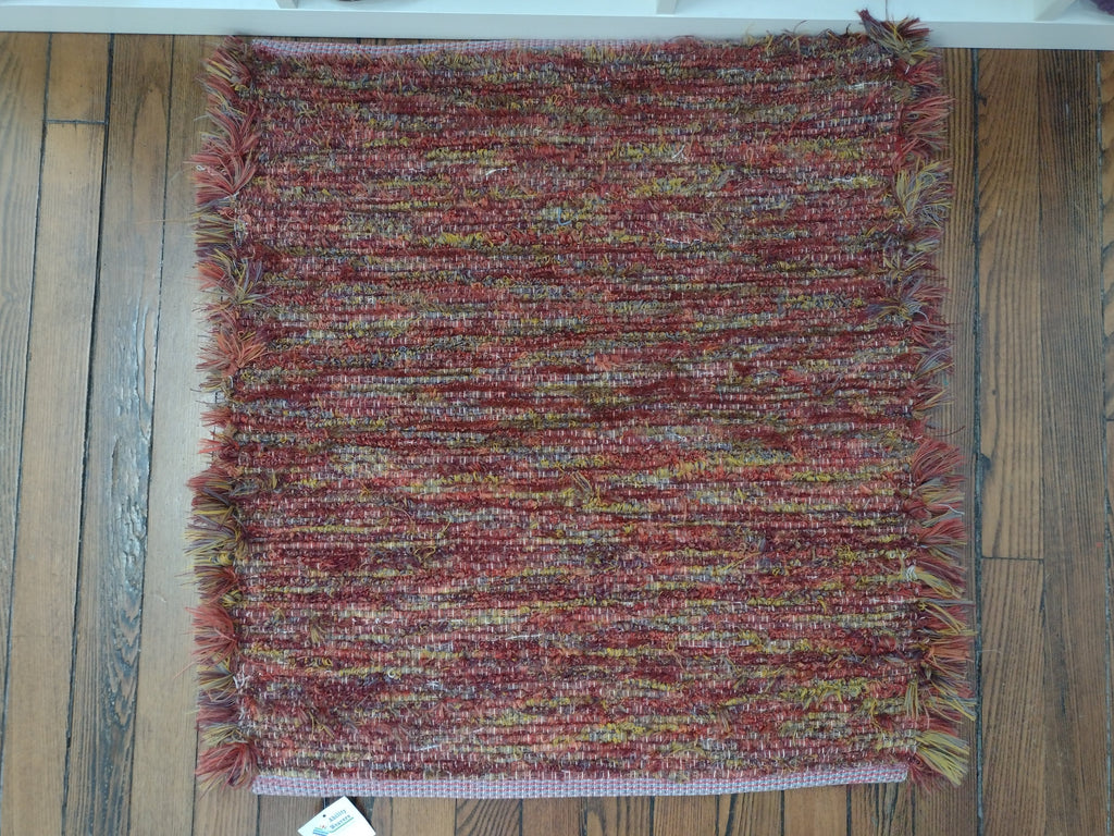 Small Rusty Red Fuzzy Rug Rug by Nicole 26x30 inches #2656