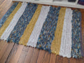 Multi-Blue, Gold & Silver Fuzzy Rug by Clara  26x54 inches #2838