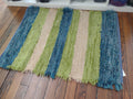 Bold Blue & Green fuzzy rug by Nicole, 26x36 inches #2877