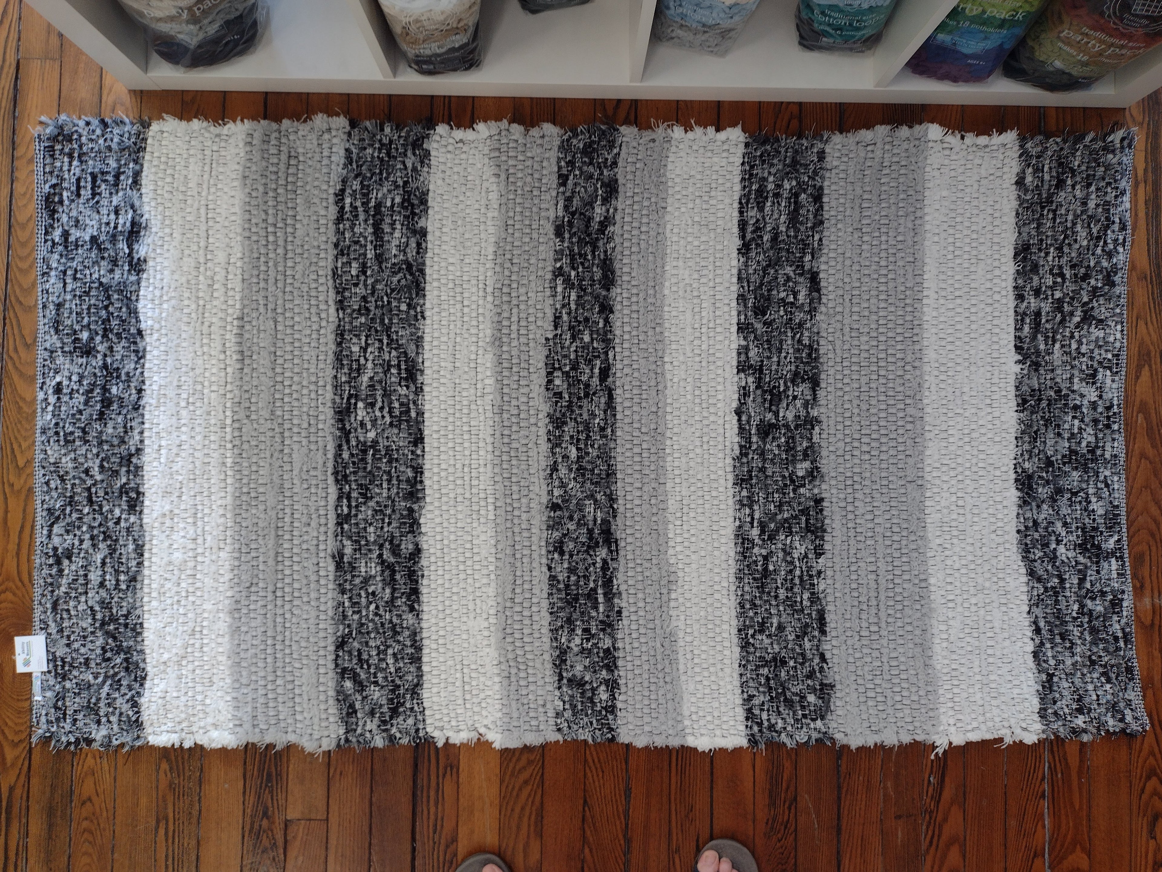 3x5ft Bold Black & White Rug by Erin 36x63 inches #2886