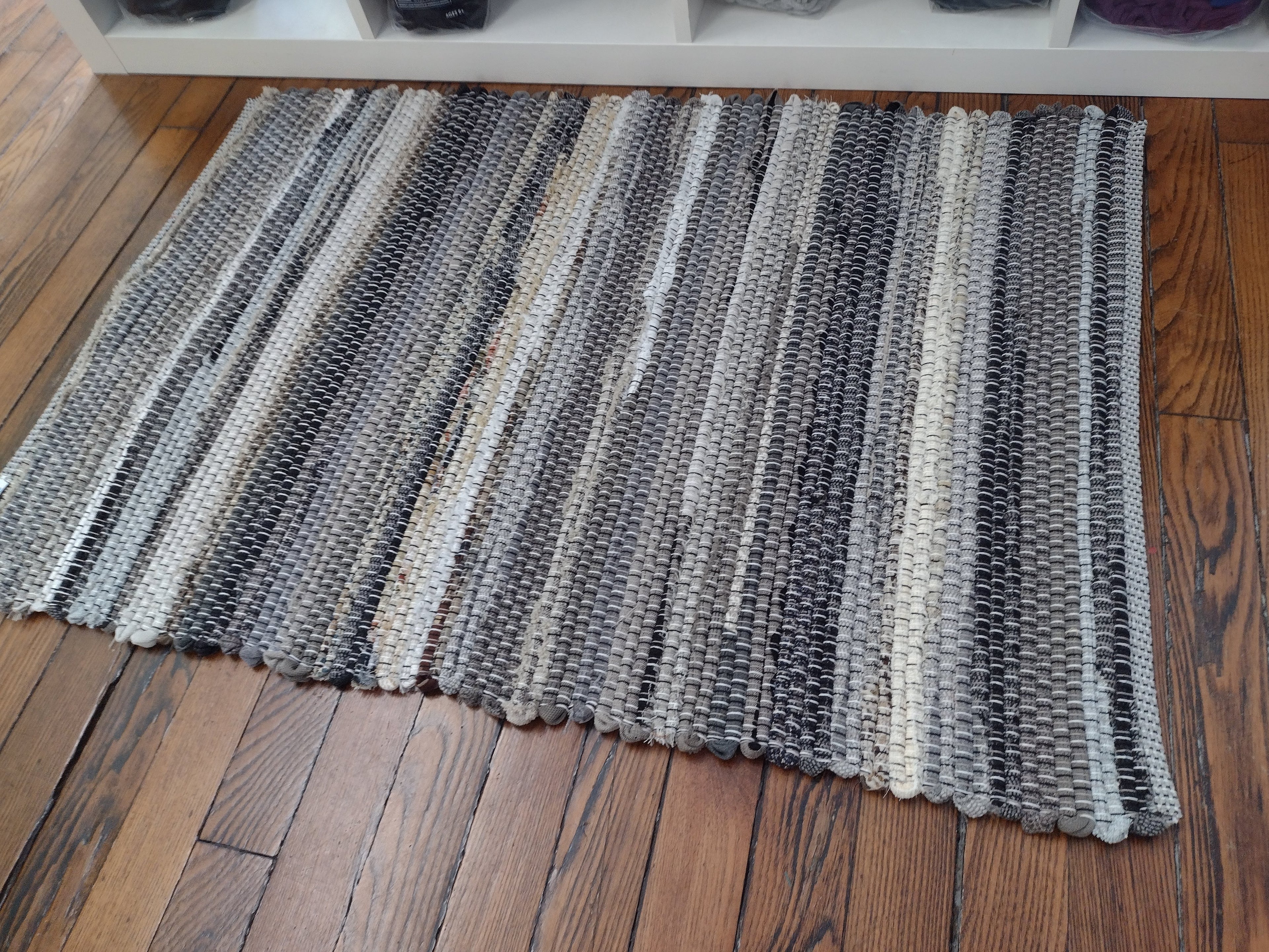 Classic Rag Rug in Black, White & Tan by Hannah 26x38 inches #2866