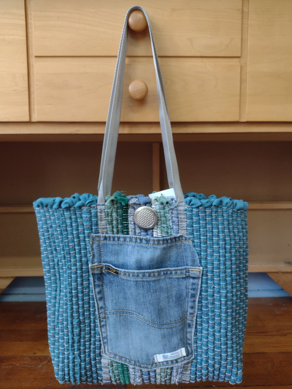 Blue & Green Handwoven Tote by Tori #451