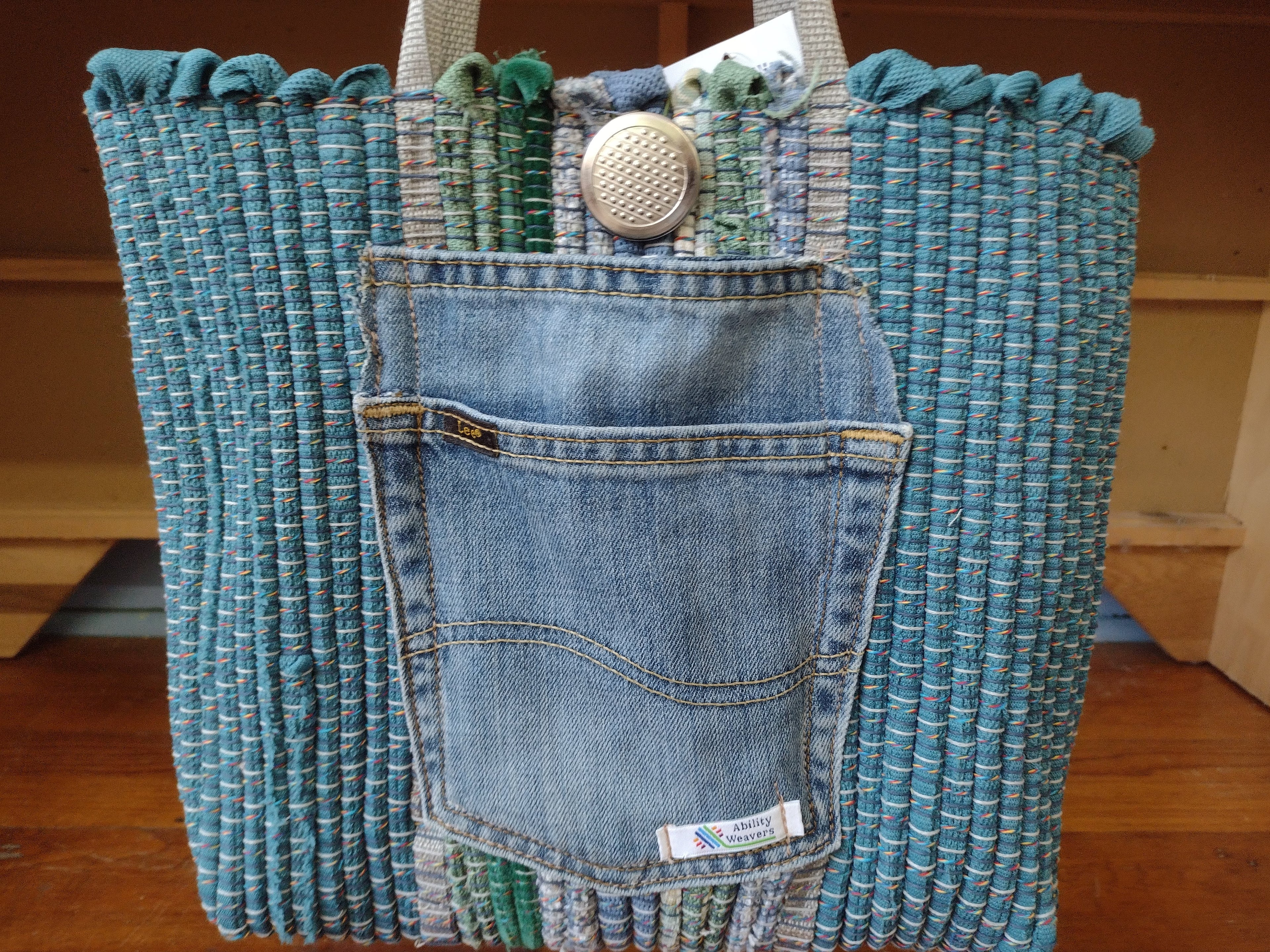 Blue & Green Handwoven Tote by Tori #451